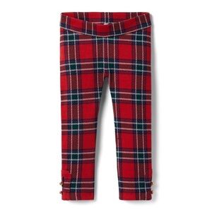 NWOT Janie and Jack 5Y red plaid pants/leggings with gold buttons